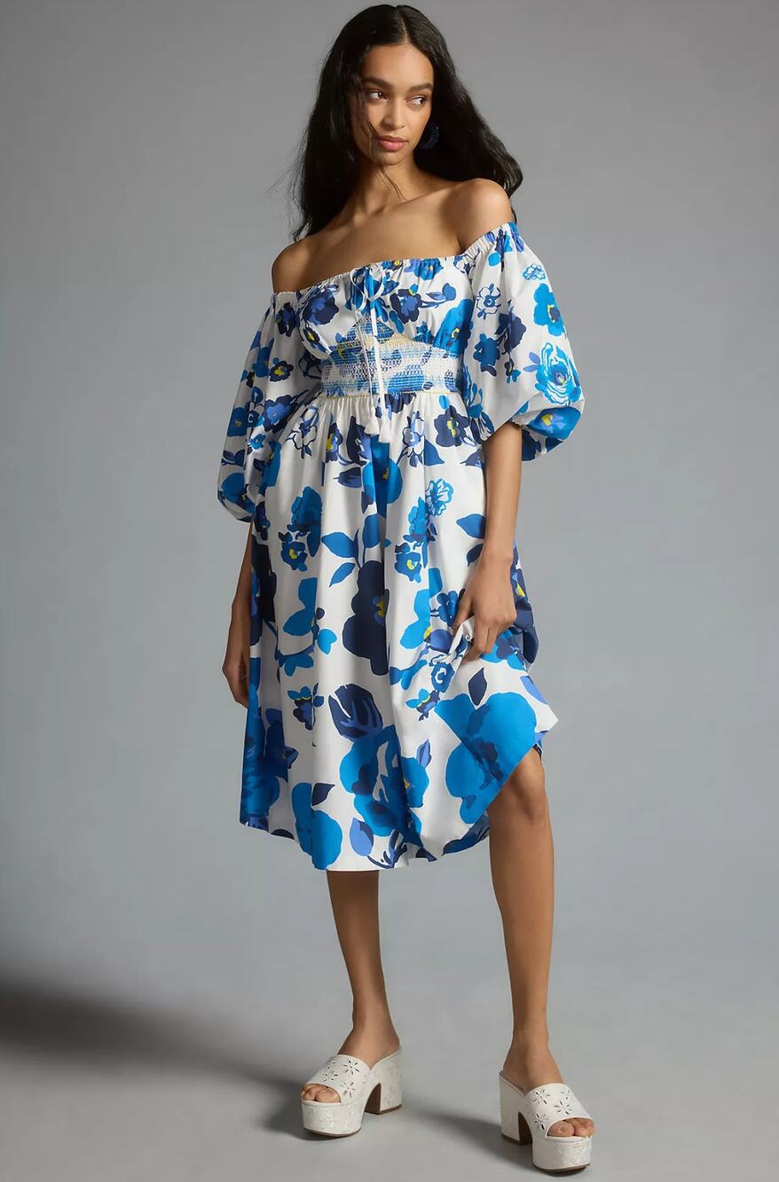 Anthropologie Tracy Reese Floral Off-The-Shoulder Dress - New XSP